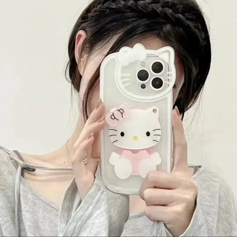 Hello Kitty Shockproof Case For iPhone 16 With Cosmetic Mirror Cover