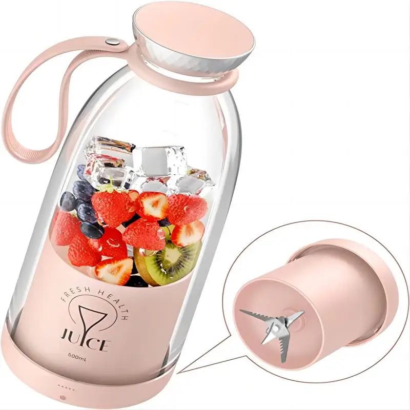 500ml Portable Blender Wireless Fruit Mixers USB juicer Fresh Juice Bottle Blender Plus 6 Blades Food Milkshake Ice Crush Cup
