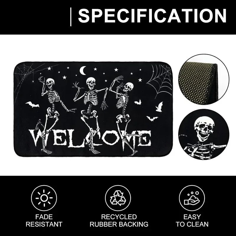 Halloween Dancing Skeletons Doormat – Spooky Non-Slip Welcome Mat