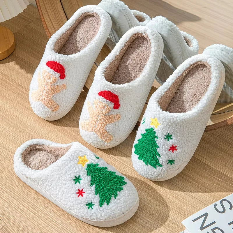 Christmas Fluffy Soft Cozy Bedroom Cartoon Plush Cute Slippers for Indoor Outdoor Use