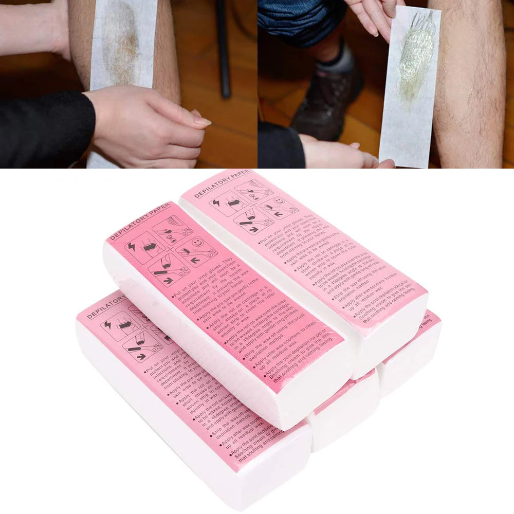 100Pcs Wax Hair Removal Depilation Strips Nonwoven Body Cloth Eyebrow Hair Remove Wax Paper Rolls Epilator Wax Strip Paper