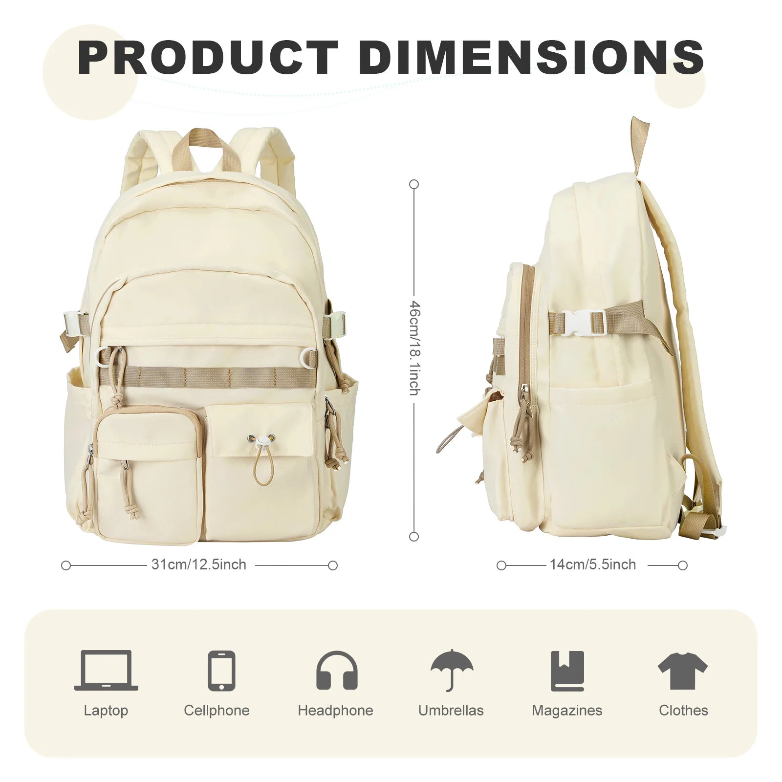 School Backpack for Student,15.6Inch Laptop College Backpack,Lightweight Travel Bookbag for Girls Boys,Waterproof Casual Daypack