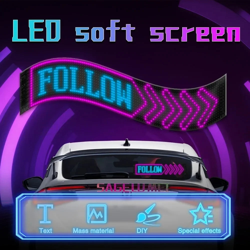 LED Car Sign Animation LED Matrix Pixel Panel DIY Multilingual Programmable LED Panel Flexible Display Ad Truck Evil's Eye Light