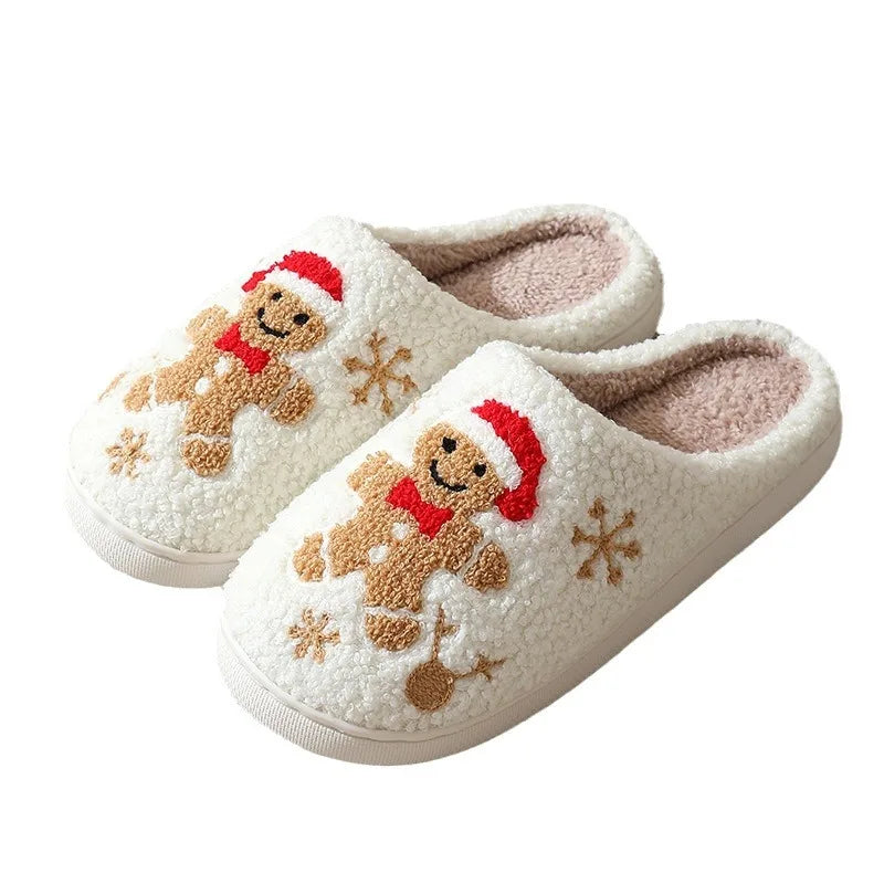 Christmas Fluffy Soft Cozy Bedroom Cartoon Plush Cute Slippers for Indoor Outdoor Use