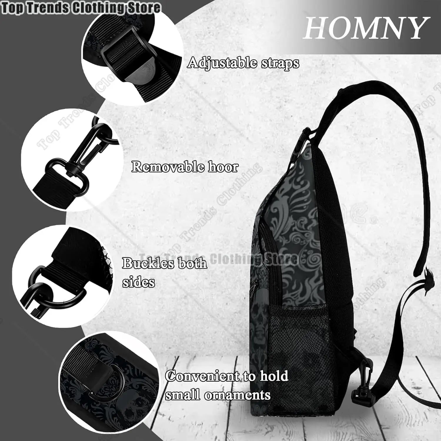 Colorful Skull Sling Backpack Trendy Sling Bag Multipurpose Crossbody Sling Travel Hiking Chest Bag Shoulder Backpack