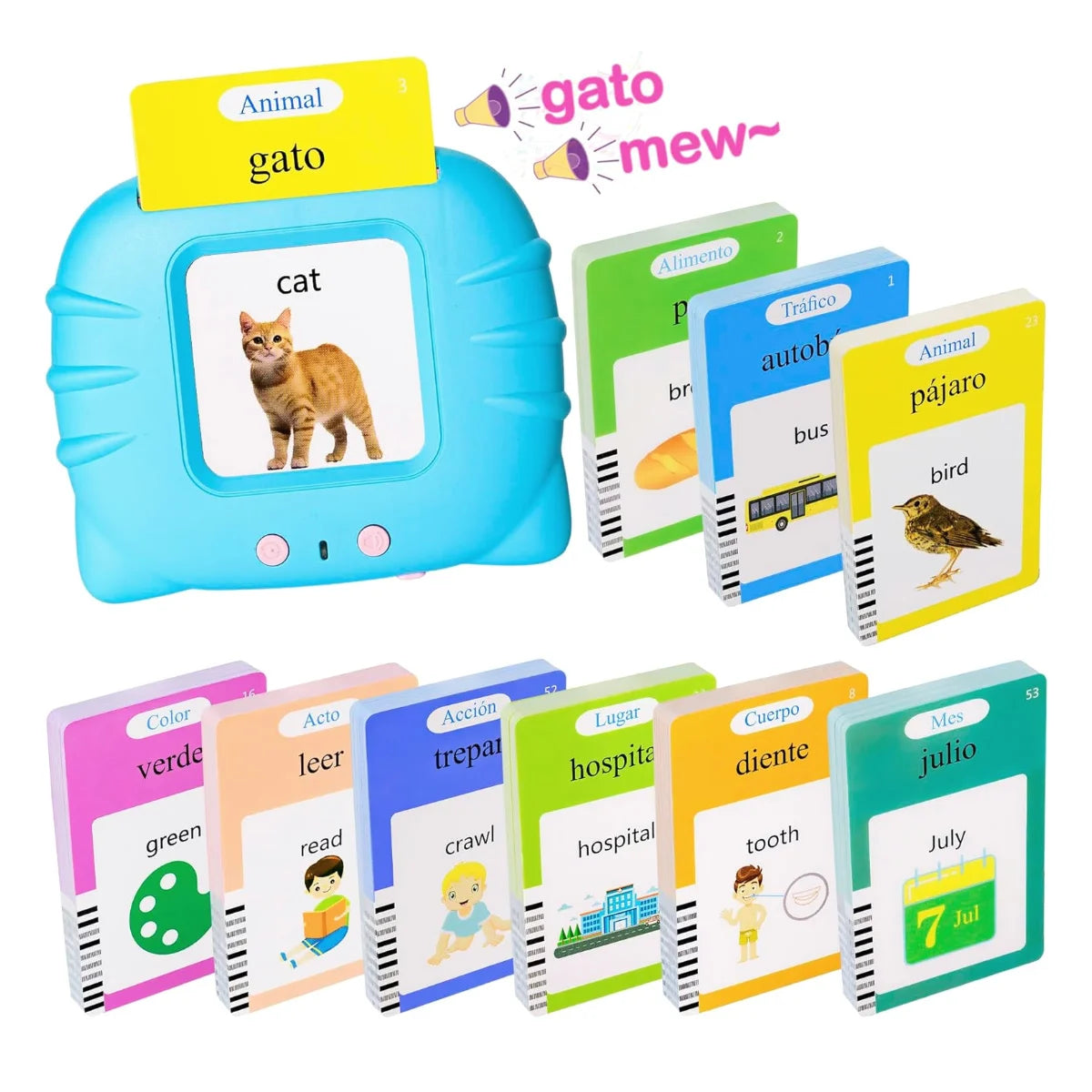 510 Spanish Flash Cards for Kids – Montessori Learning Toy for Toddlers
