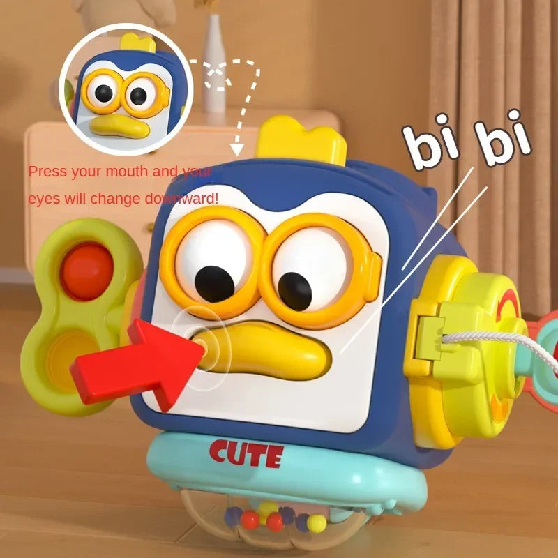 Montessori Sensory Toys for Toddlers Travel Activities Busy Cube, Baby Gifts Motor Skills Educational Learning Toys (Blue)
