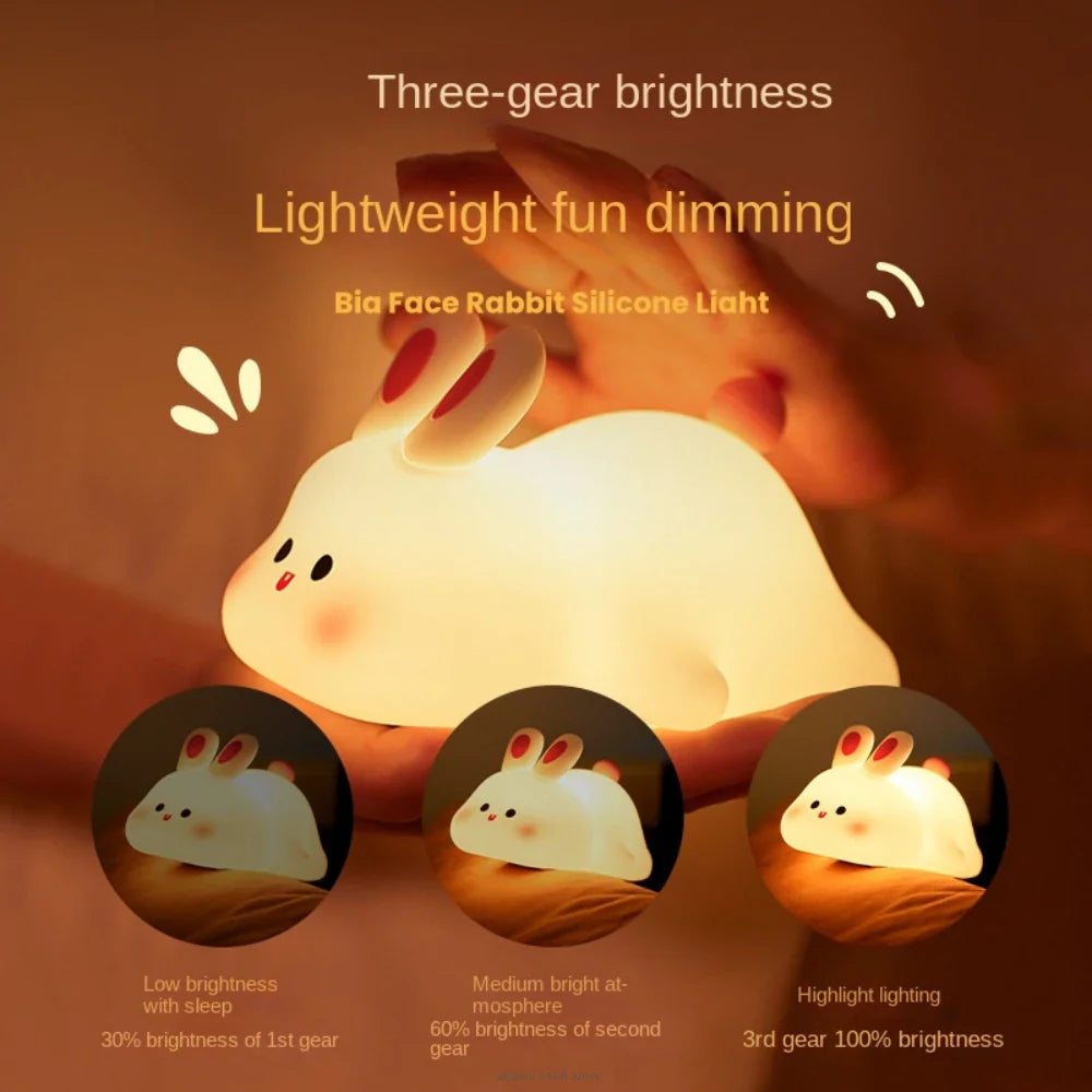 Big Face Rabbit Lamp Night Light Touch-sensitive Room Decor Kids Gift