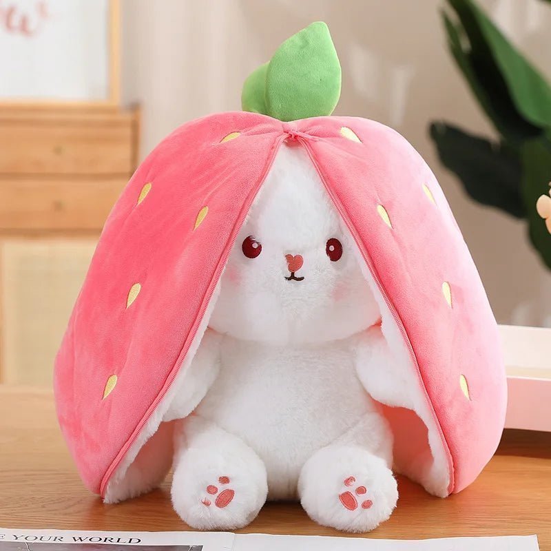 Rabbit Plushie: Magical Transforming Cosplay Strawberry, Carrot Toy!