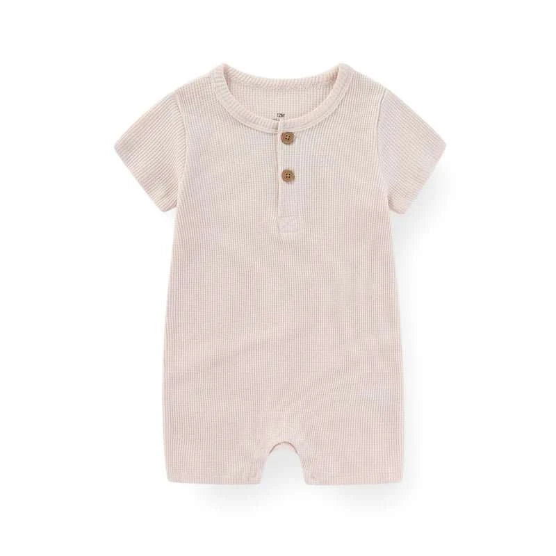 Cotton Baby Romper | Solid Short Sleeve Jumpsuit | 100% Soft Cotton