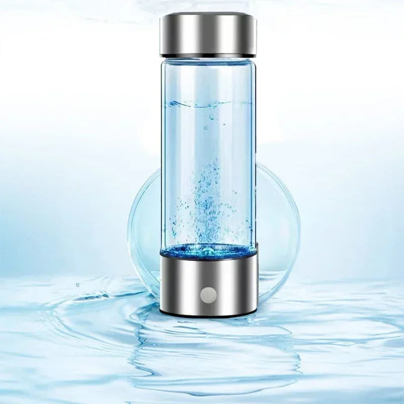 Portable Alkaline Hydrogen Water Bottle with SPE PEM Technology | 1600 PPB Hydrogen Rich Water in 3 Minutes | Borosilicate Glass Water Cup | 2-in-1 Usage Modes