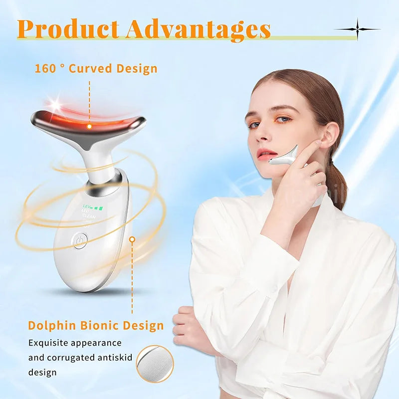 Microcurrent Face & Neck Lifting Massager – LED Photon Therapy Beauty Device