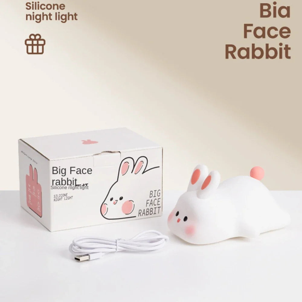 Big Face Rabbit Lamp Night Light Touch-sensitive Room Decor Kids Gift