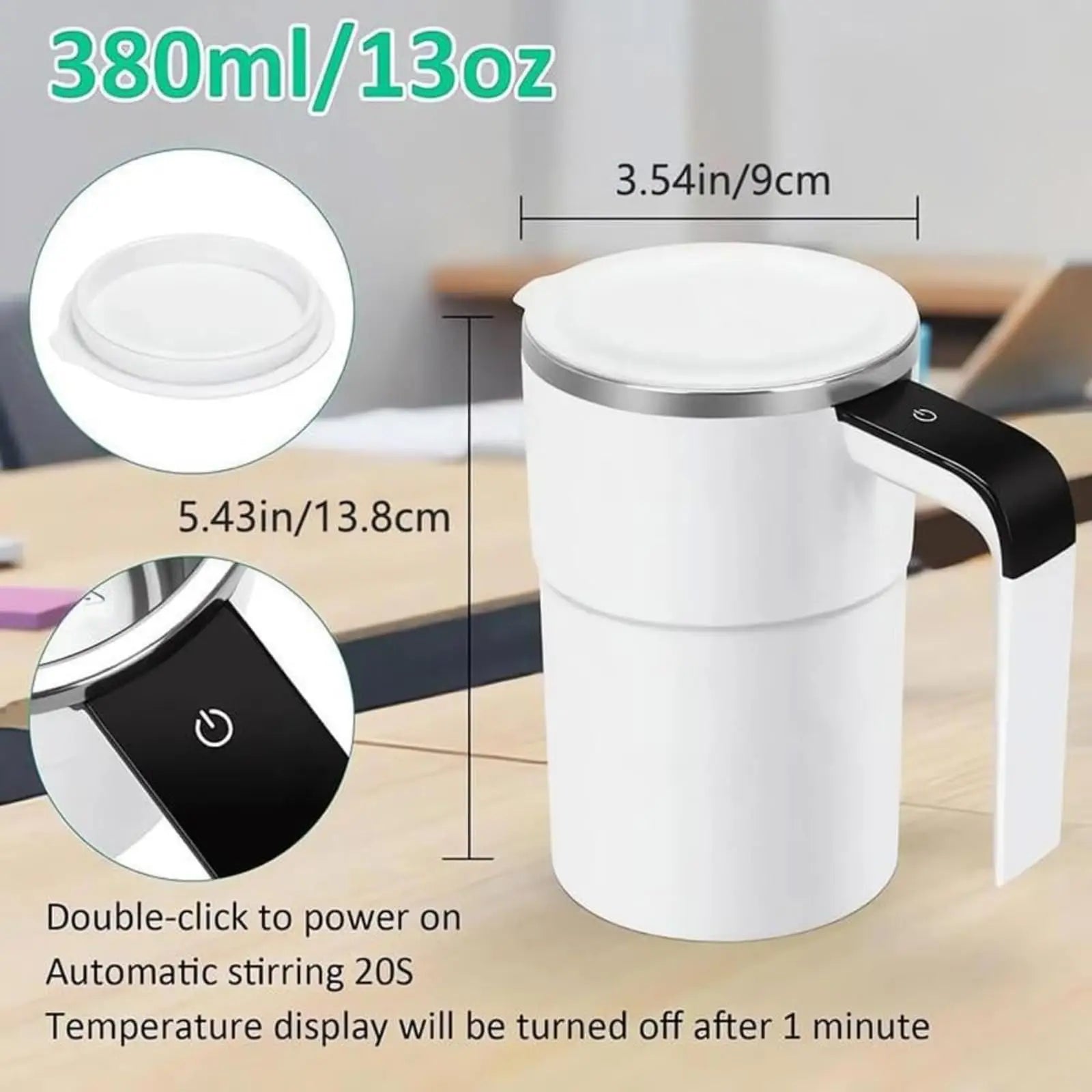 Rechargeable Magnetic Stirring Coffee Mug | 304 Stainless Steel Self Mixing Cup