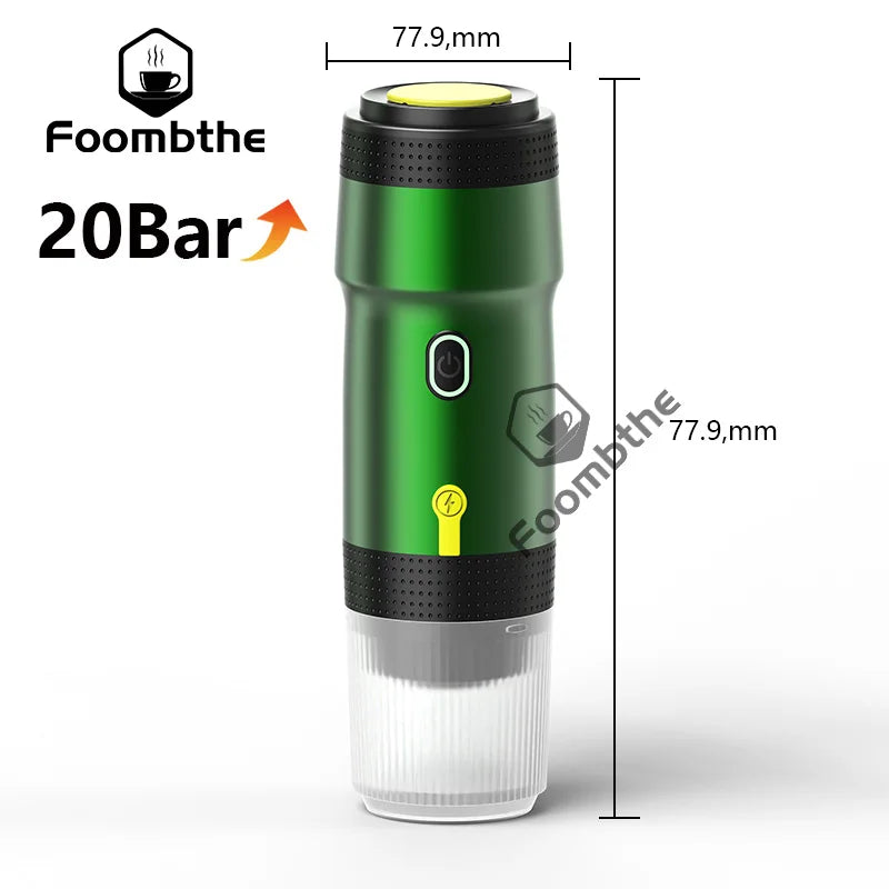 DENOKIN Electric Portable Coffee Machine Italian Espresso Machine for Car & Home 3-in-1 Capsule Powder Travel Coffee Maker