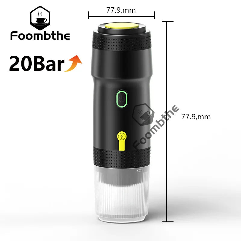 DENOKIN Electric Portable Coffee Machine Italian Espresso Machine for Car & Home 3-in-1 Capsule Powder Travel Coffee Maker