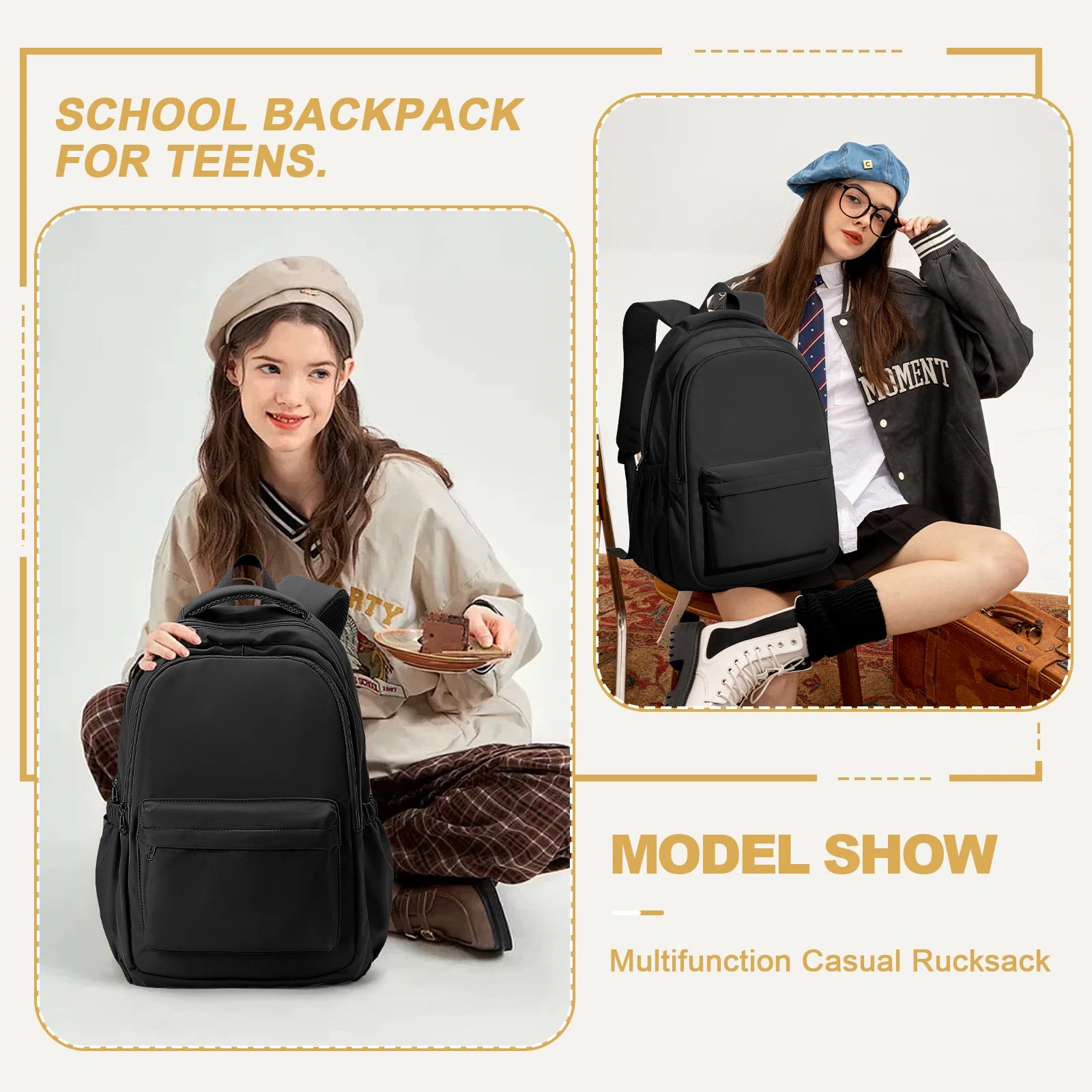 Creative Waterproof Teenage Book Bag Large Capacity Backpack Students School Bag Boys Girls Travel Backbag High School Backpack