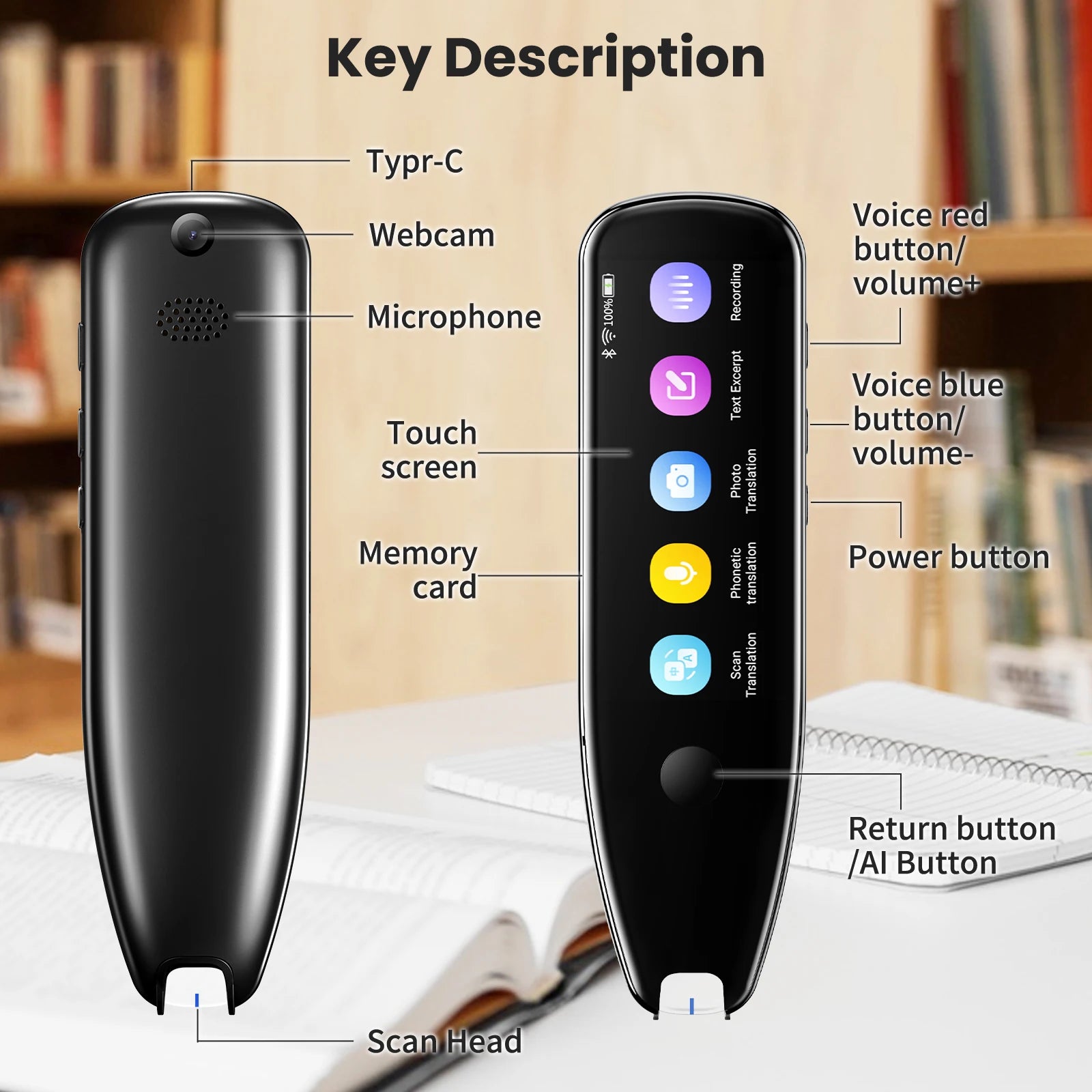 X5PRO Smart Scanning Translator Pen Offline+WIFI Real Time Translation Scanner Text Scanning Photo Reading Translate Dictionary