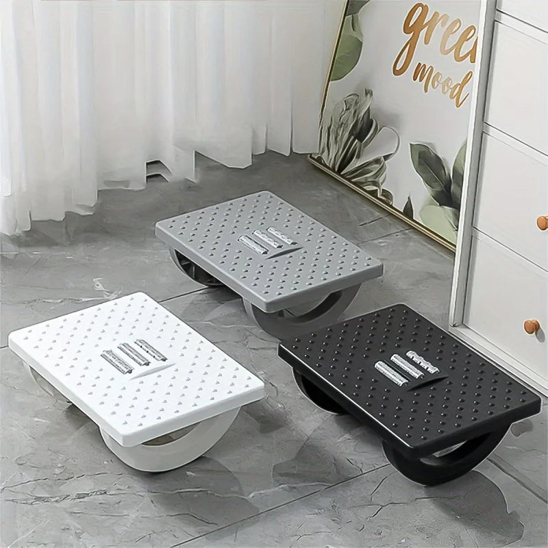 Ergonomic Foot Stools for Under Office Desk - Rocking Footrest with Roller Massager (Black)