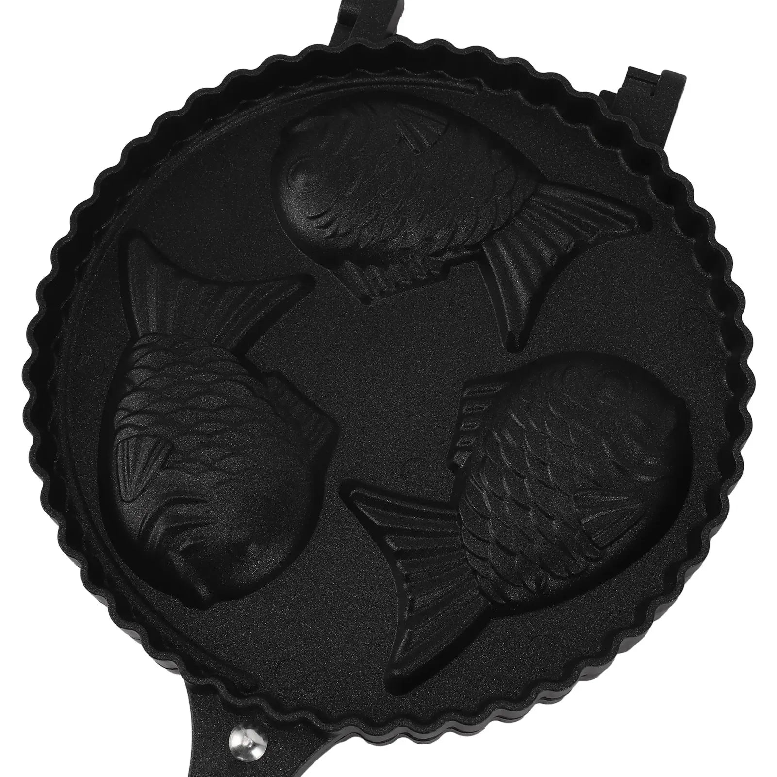 Fish Waffle Maker Pan 3 Fish Cute Aluminum Uniform Heating Double Sided Taiyaki Pan for Home Snack Bars