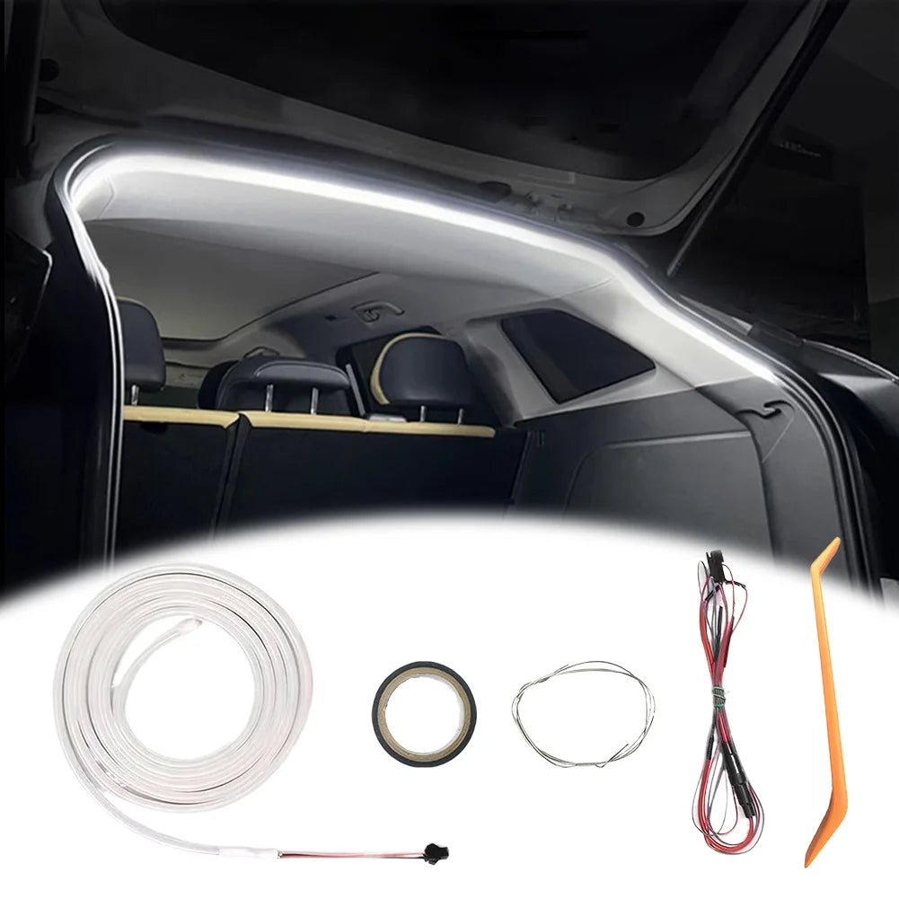 Car Trunk LED Strip Light, Silicone Flexible Cuttable Vehicle Ambient Lighting, Waterproof Interior Lamp Decoration