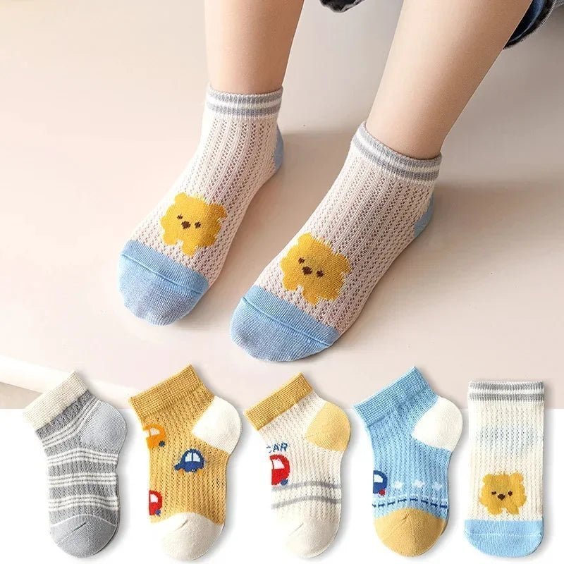 Kids Socks : 5 Pairs Cotton Girls Socks Spring, Summer Flowers Pattern
