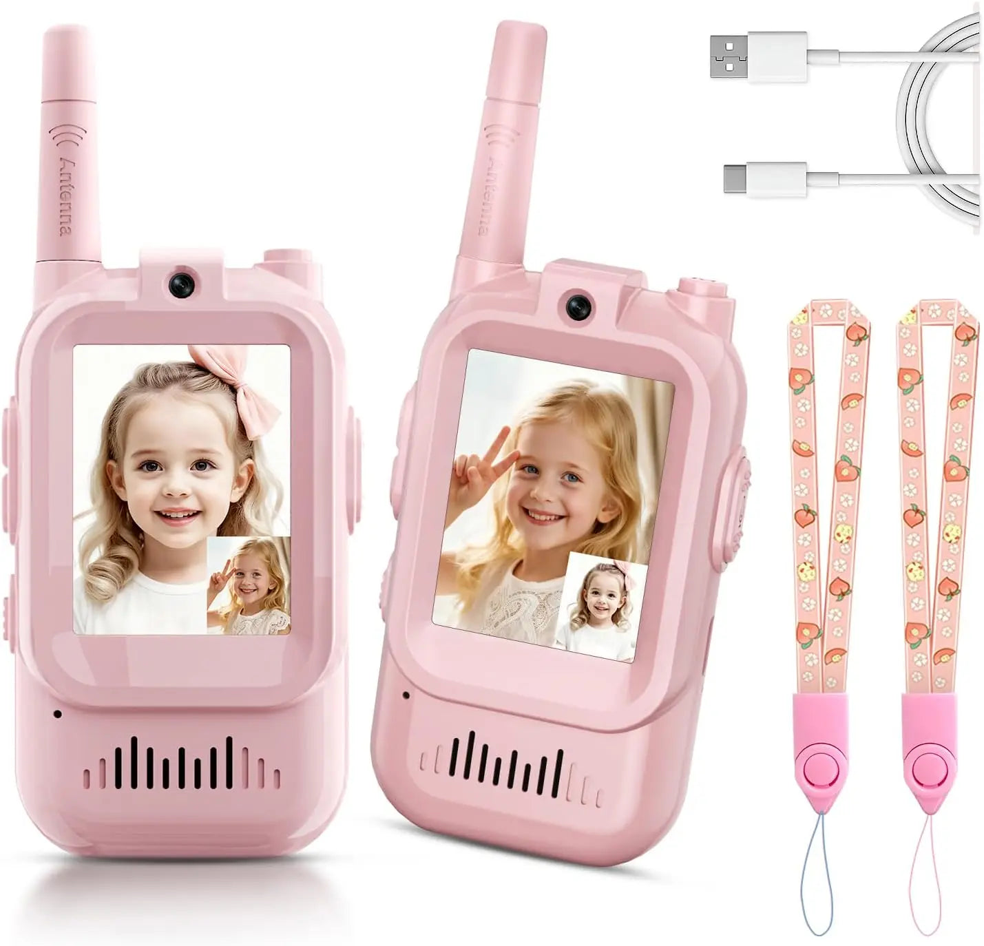 2PCS Video Walkie Talkie For Kids 2-inch HD Screen Rechargeable Toys for Indoor Camping Travel Birthday Gfits for Kids Ages 3-12