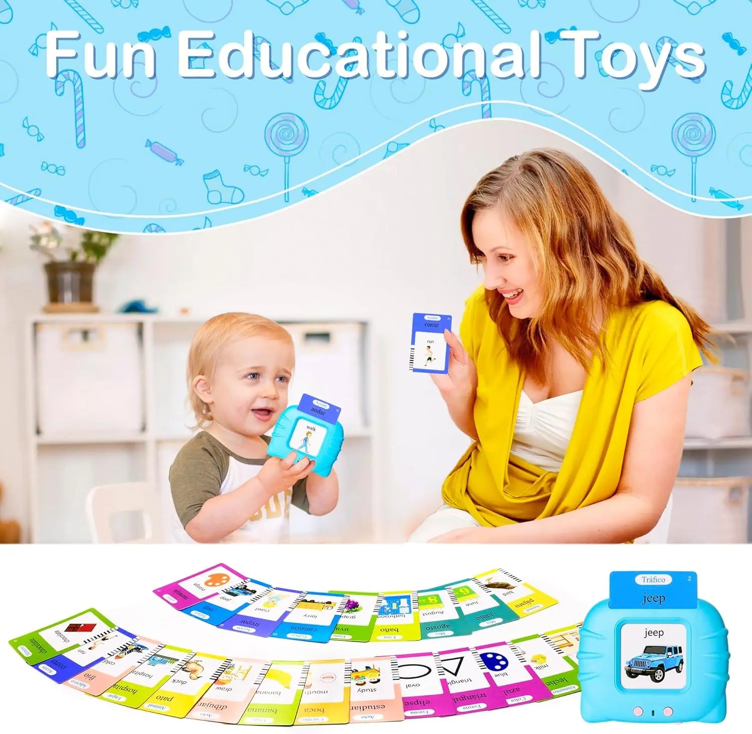 510 Spanish Flash Cards for Kids – Montessori Learning Toy for Toddlers