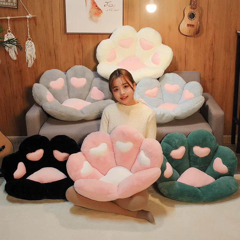 Soft Seat Cushion, Floor Pillow Cat Paw Shape, Office Chair Cushion