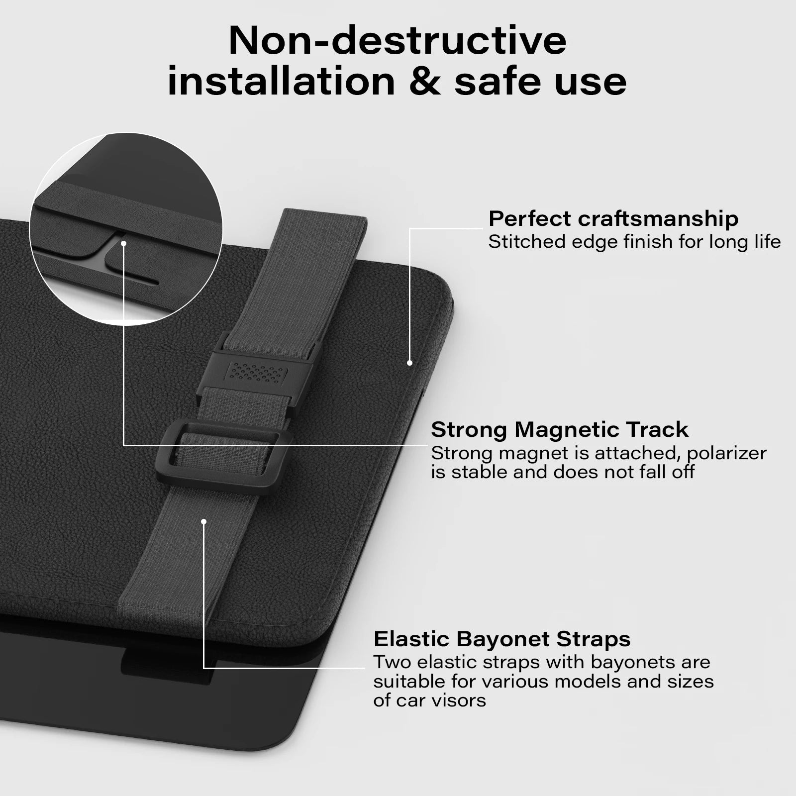 Sun Visor for Car Adjustable Extension Car Visor Sun Shade for Safe Driving Black