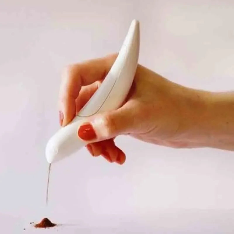 Creative Electrical Coffee Art Pen for Latte, Food Carving Pen Stencils Cake
