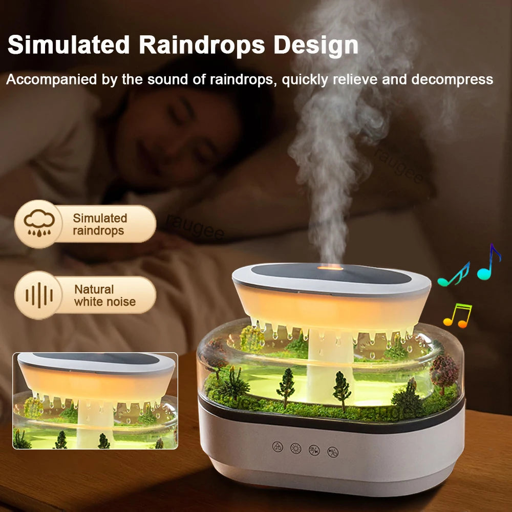 Aroma Humidifier Raindrop Air Humidifier Colorful Light White Noise Essential Oil Diffuser