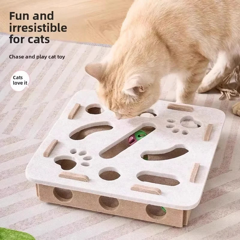 Interactive Cat Toy Box with 3 Jingle Balls – Puzzle Feeder & Smart Play Maze