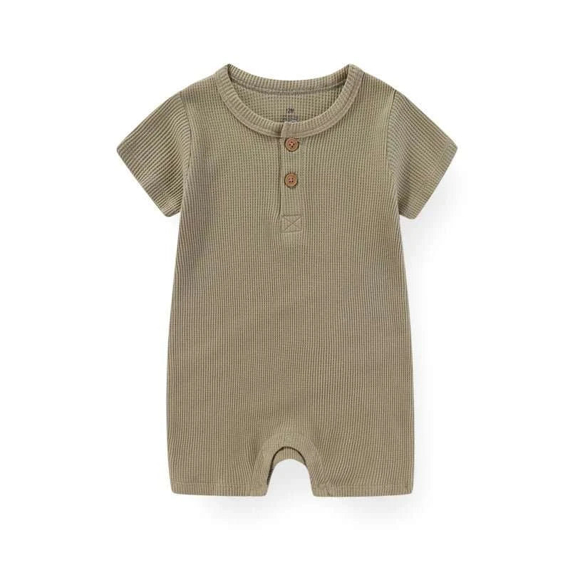 Cotton Baby Romper | Solid Short Sleeve Jumpsuit | 100% Soft Cotton