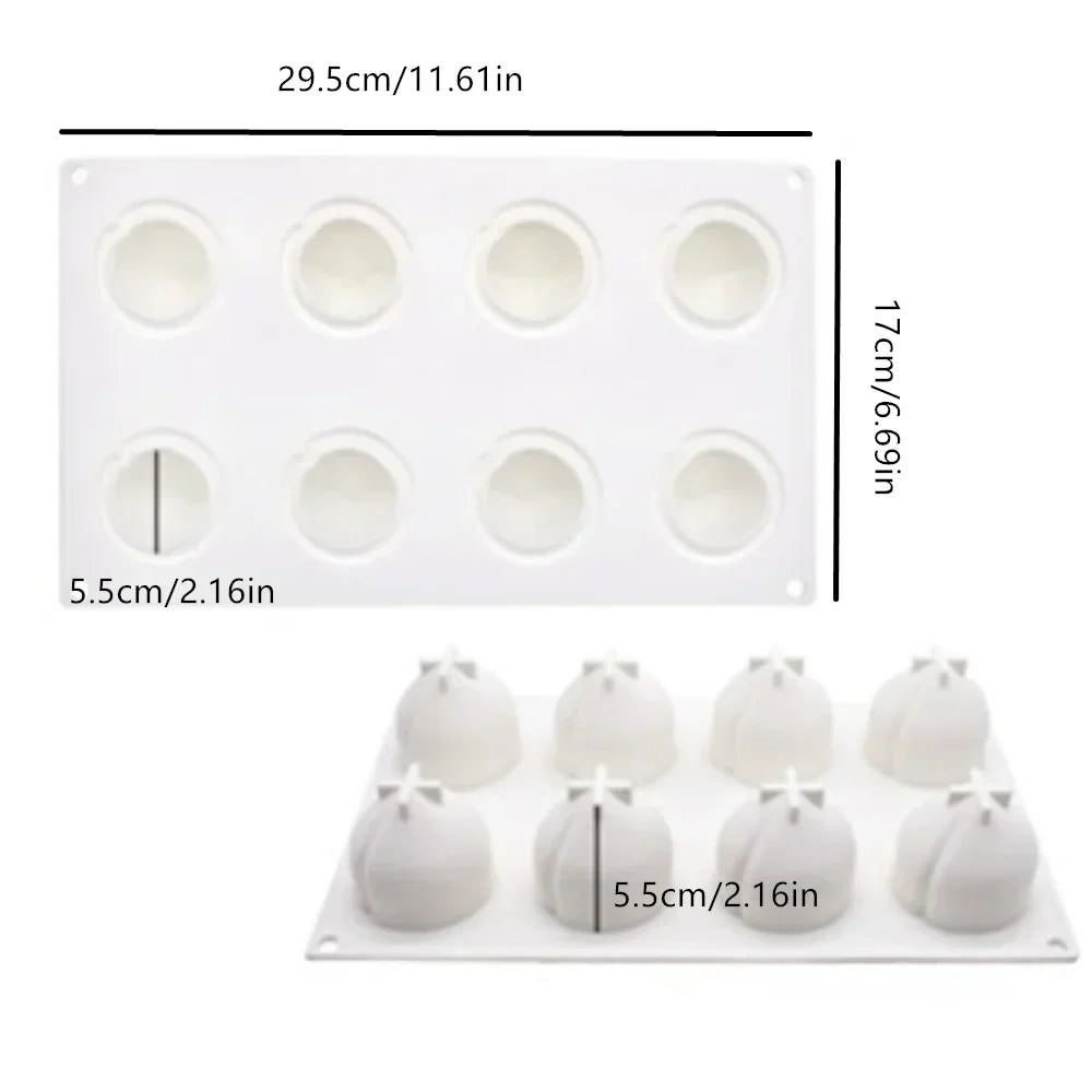 8 Hole Peach Shape Silicone Mousse Cake Mold For Baking Fruit Dessert Mousse Decorating Cake Chocolate Bakeware Mould