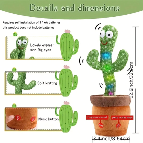 Dancing Talking Cactus Toys - Singing, Mimicking & Recording for Kids
