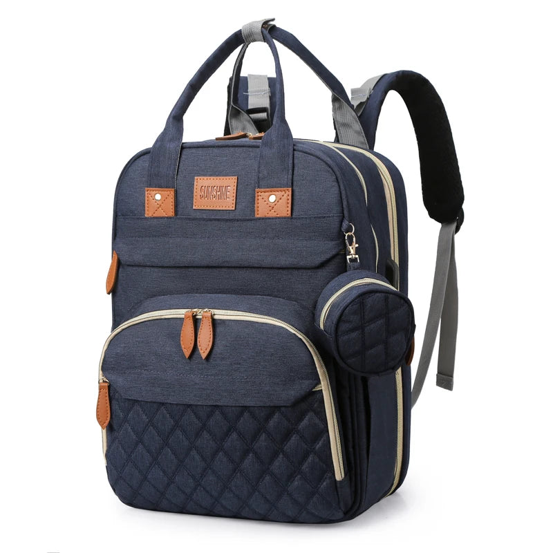 Mother and baby portable, folding bed bag large capacity, travel portable backpack diaper bag nursing bag