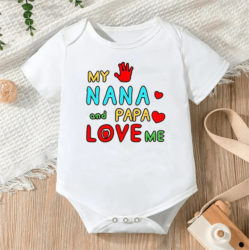 Printable Letters Baby Bodysuit |Cute Short Sleeve Romper for Newborns