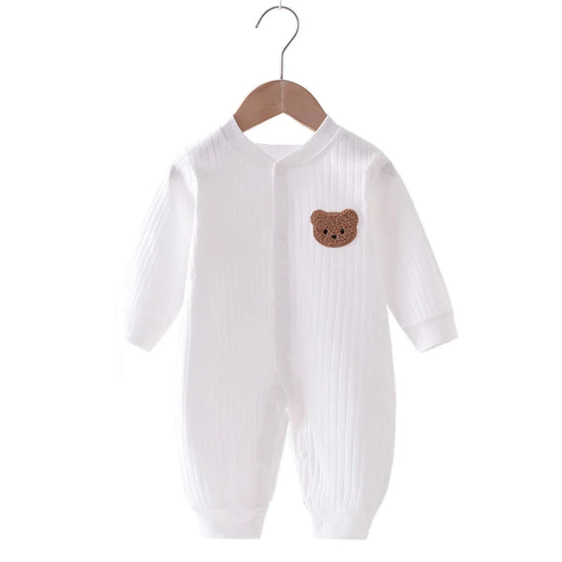 Baby Romper -Autumn Solid Color Cotton Bear Jumpsuit for Newborns 0-18