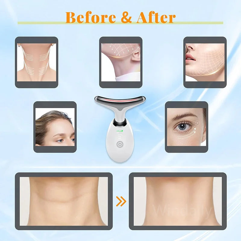 Microcurrent Face & Neck Lifting Massager – LED Photon Therapy Beauty Device
