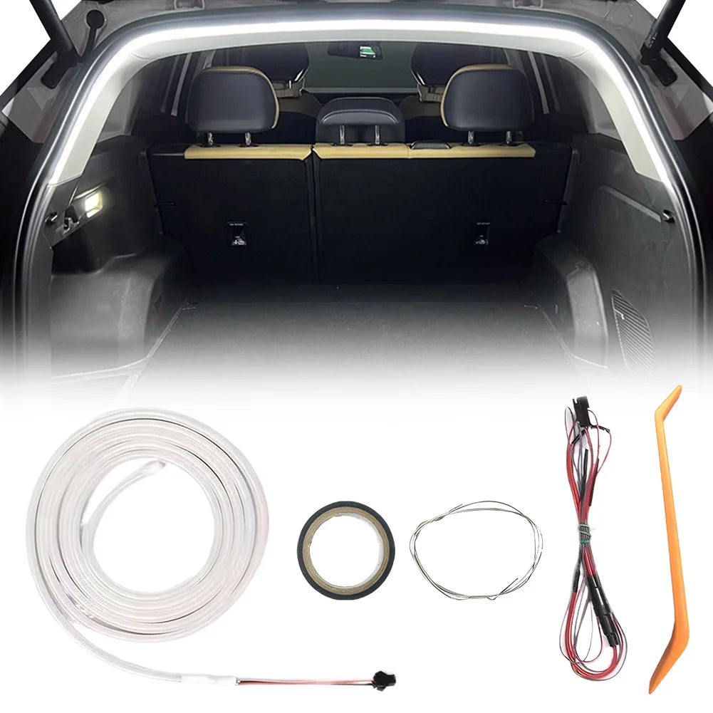 Car Trunk LED Strip Light, Silicone Flexible Cuttable Vehicle Ambient Lighting, Waterproof Interior Lamp Decoration