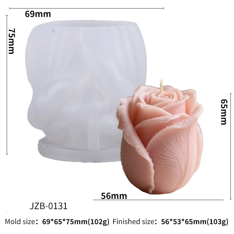 Rose Pillar Candle/Soap Molds Silicone 3D Rose Flower Resin Mould for Valentines Anniversary Wedding Table Home Decor