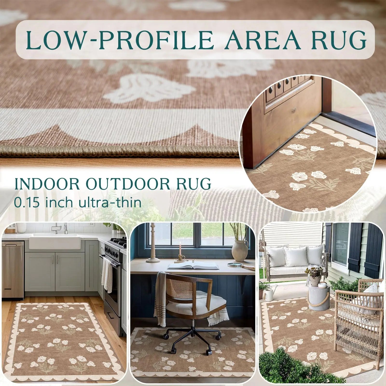 Washable Indoor Outdoor Mats for Front Door Non-Slip Porch Rug Sage Green Vintage Farmhouse Throw Rugs for Living Room Bedroom Entryway Kitchen Office Porch Decor