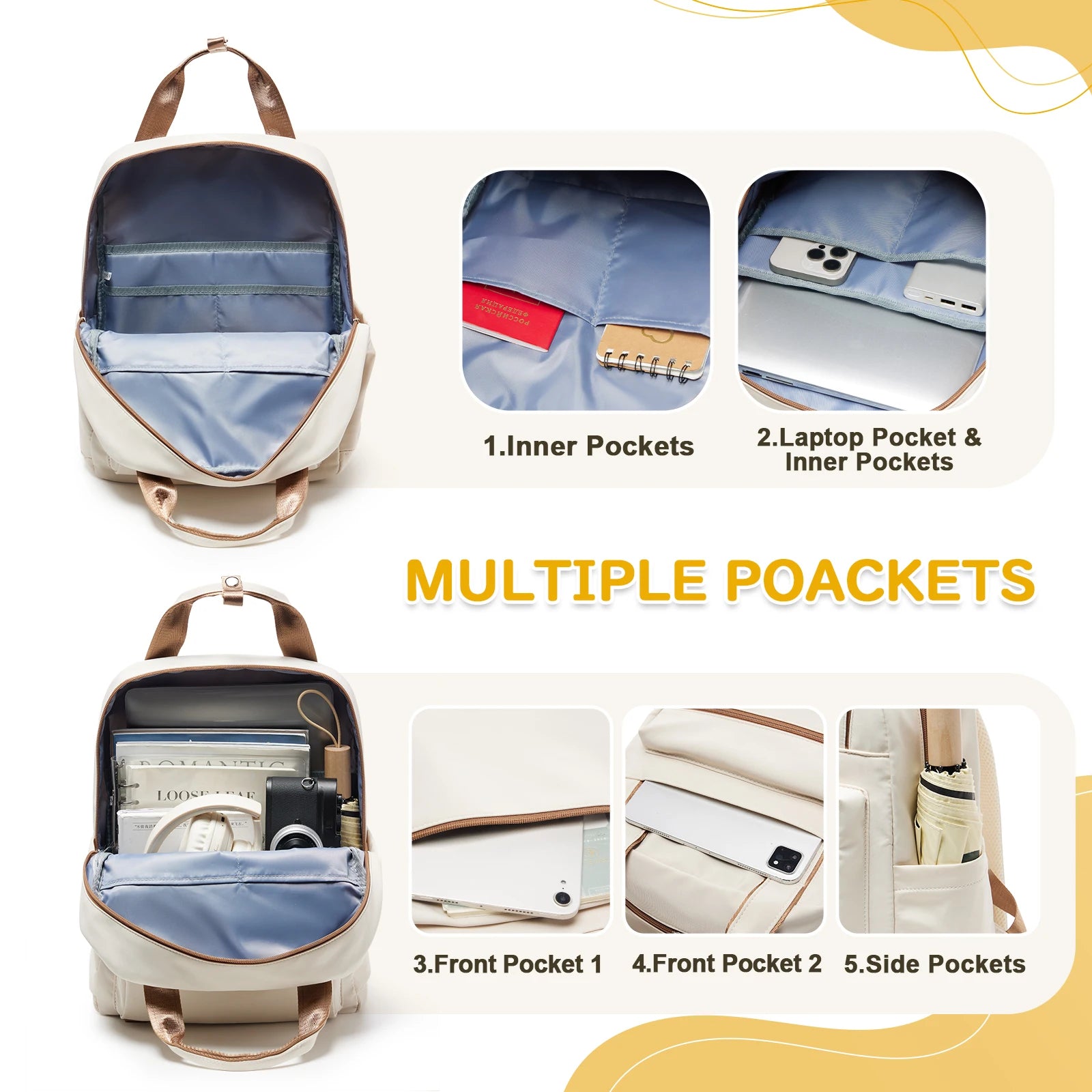 Women's Backpack Fashion Simple Travel Backpack New Shoulder Bag Commuting Teenager Girls Casual College Backpack Ins Laptop Bag