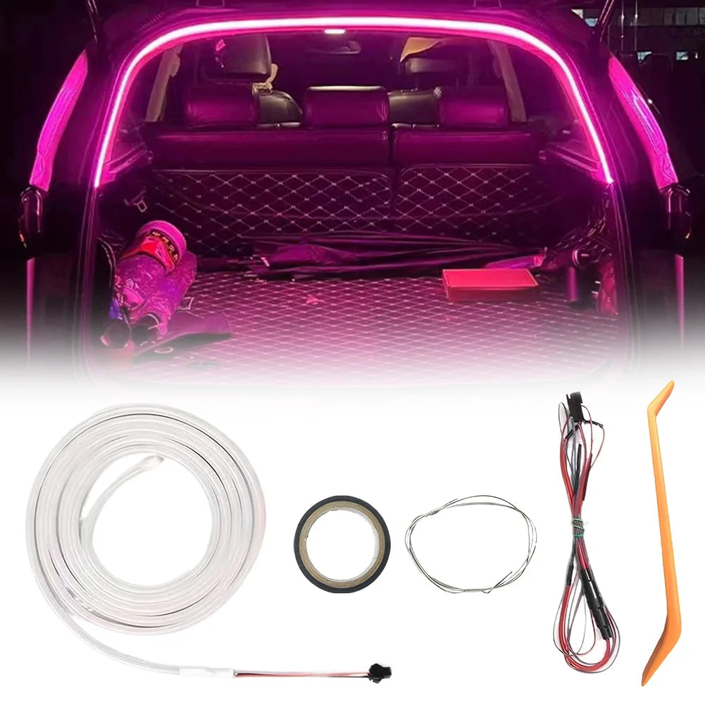 Car Trunk LED Strip Light, Silicone Flexible Cuttable Vehicle Ambient Lighting, Waterproof Interior Lamp Decoration