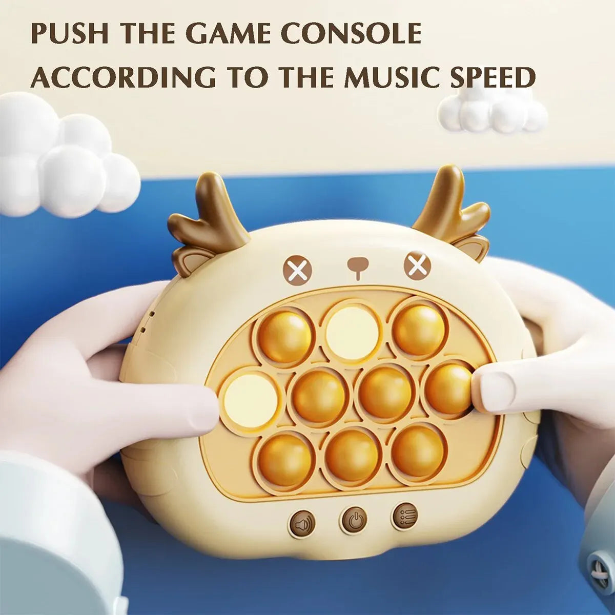 Fast Push Game Fidget Toys, Pop Bubble Handheld Games Light up Toy for Kids Teens Adults, Quick Push Sensory Gifts for Boy Girl, Pink Rabbit
