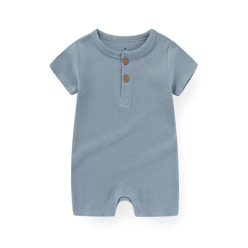  Cotton Baby Romper | Solid Short Sleeve Jumpsuit | 100% Soft Cotton