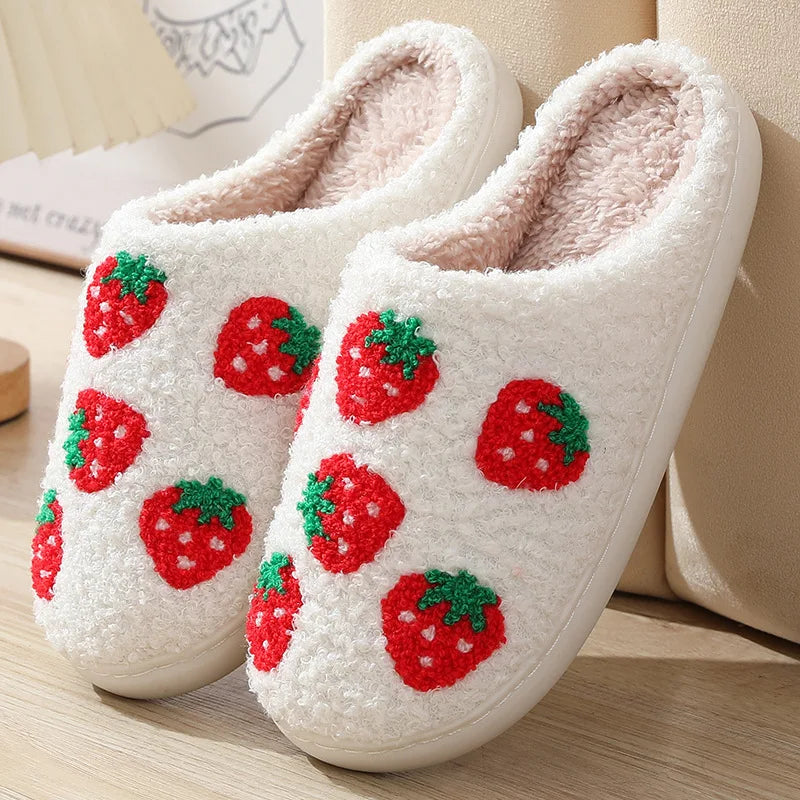 Cotton Slippers Women's Indoor Rainbow Plush Warm Slippers Floral Letter Heart Design Slides Ladies Fluffy Cozy Home Comfy Shoes