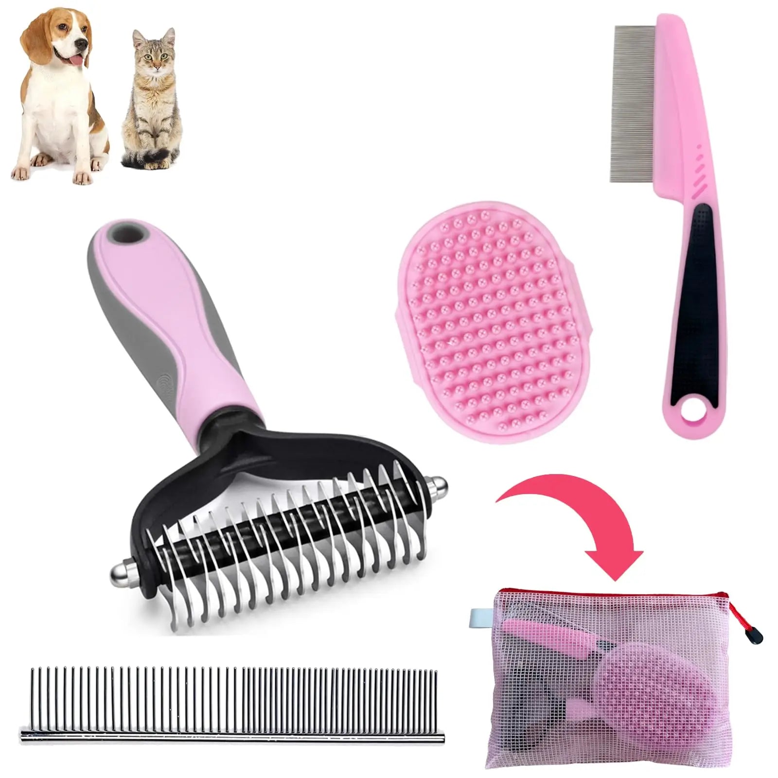 Dog Comb Dog Grooming suit 5 Piece Set Dog Brush for Grooming Dog Brush Dog Hair Comb and Dog Brush suit