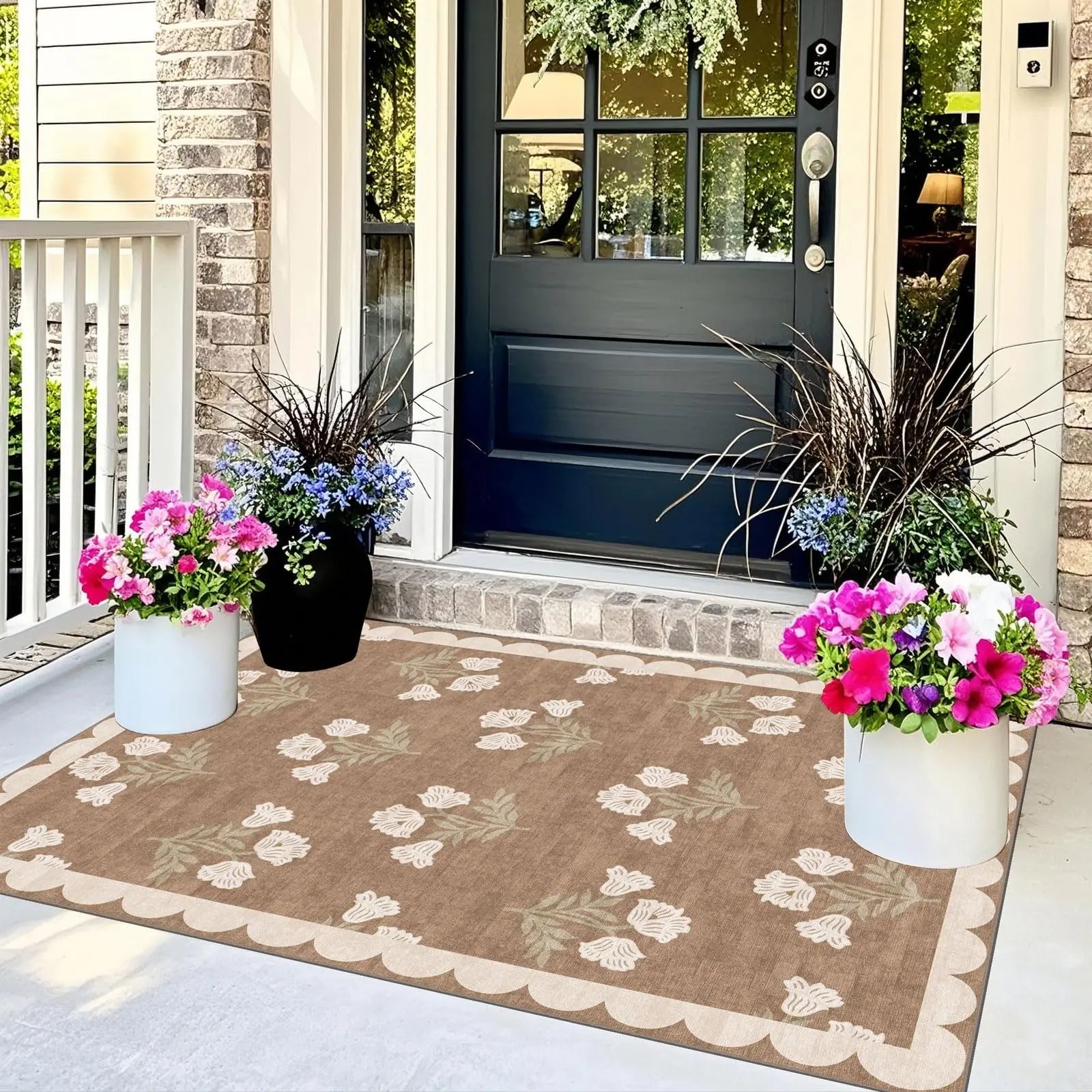 Washable Indoor Outdoor Mats for Front Door Non-Slip Porch Rug Sage Green Vintage Farmhouse Throw Rugs for Living Room Bedroom Entryway Kitchen Office Porch Decor